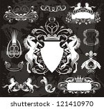 Heraldic set with horses
