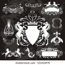 Heraldic set with horses