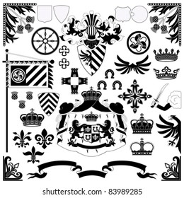 Heraldic set for your design projects isolated on white background