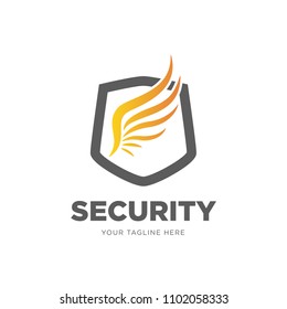 heraldic shape with abstract wings, vector logo design template.