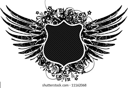 An heraldic shield or badge, blank so you can add your own images