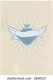 An heraldic shield or badge, blank so you can add your own images . Vector illustration.