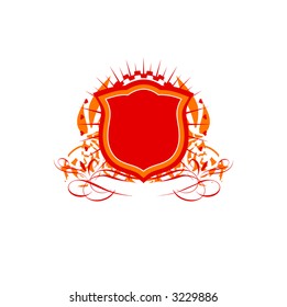 An heraldic shield or badge    ,   blank so you can add your own images. Vector illustration.