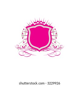 An heraldic shield or badge    ,   blank so you can add your own images. Vector illustration.