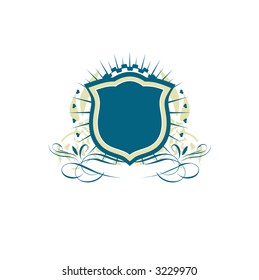 An heraldic shield or badge    ,   blank so you can add your own images. Vector illustration.