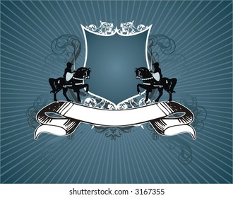 heraldic shield and banner,just ad your text, vector illustration