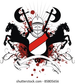 heraldic shield coat of arms crest horse in vector format