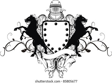 heraldic shield coat of arms crest horse in vector format