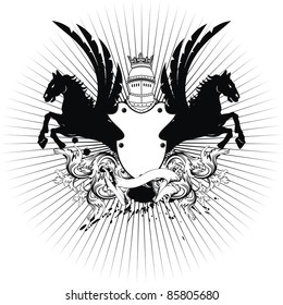 heraldic shield coat of arms crest horse in vector format