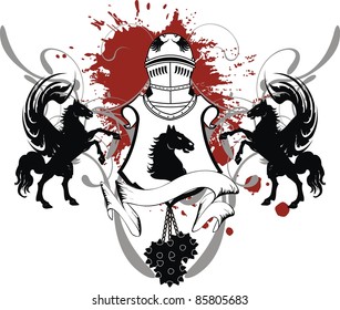 heraldic shield coat of arms crest horse in vector format