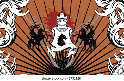 heraldic shield coat of arms crest horse background in vector format
