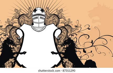 heraldic shield coat of arms crest horse background in vector format