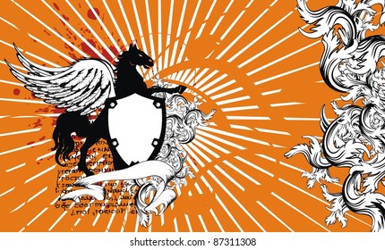 heraldic shield coat of arms crest horse background in vector format