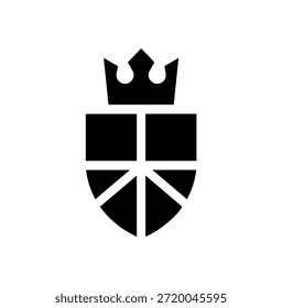 Escudo heráldico con Ilustración vectorial de silueta de la corona real para la seguridad del escudo de armas de la familia y marca vintage