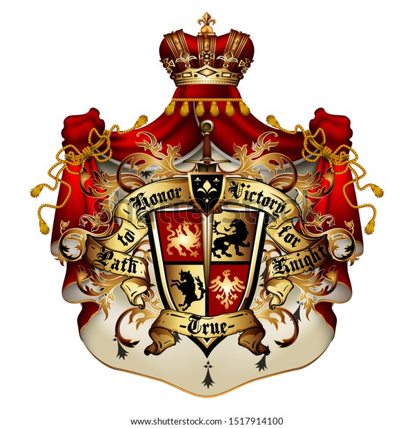 Heraldic Shield Crown Royal Mantle Richly Stock Vector (Royalty Free ...