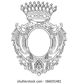 Heraldic shield and crown. Vector Illustration.