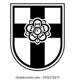 The heraldic shield of the Crusader, isolated on white, vector illustration