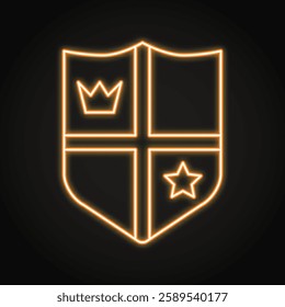 Heraldic shield emblem neon icon. Heraldry, coat of arms. Vector illustration