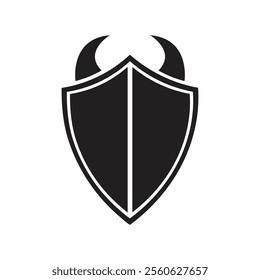 Heraldic shield icon. Black knight award contours and linear signs. Protect shield security icon. Shield icon isolated.