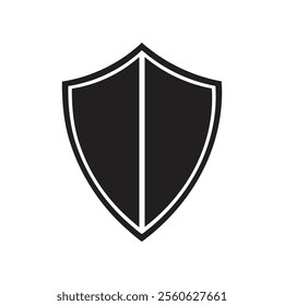 Heraldic shield icon. Black knight award contours and linear signs. Protect shield security icon. Shield icon isolated.