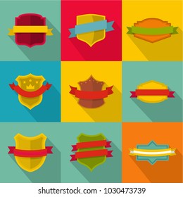 Heraldic shield icons set. flat set of 9 heraldic shield vector icons for web isolated on white background