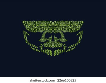 Heraldic shield with the image of the owl. Vector illustration