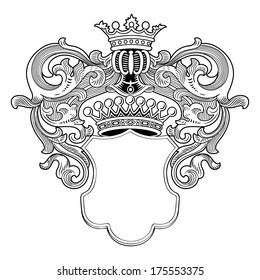 Heraldic shield and a knight's helmet. Vector Illustration.