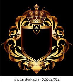 Medieval Shield On Black Background Stock Vector (Royalty Free) 411126148