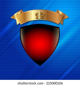 The heraldic shield on blue abstract background