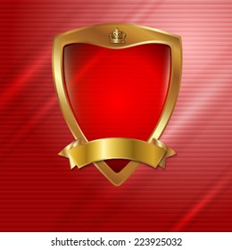 The heraldic shield on red abstract background