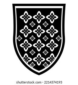 Heraldic shield in outline. Lineart Coat of arms. Classic royal emblem. Vector illustration isolated on white background.