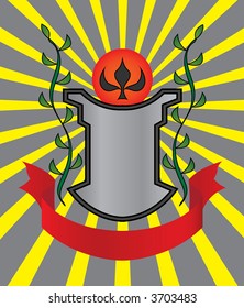 An heraldic shield and red tape. Vector illustration.