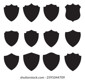 heraldic shield silhouette icon set vector on white background