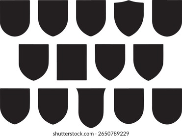 Coleção de Silhuetas Heráldicas Escudo Uma Variedade de Formas e Estilos Ideal para Emblemas, Insígnias e Elementos de Design