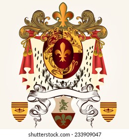 Heraldic shield in vintage style for design