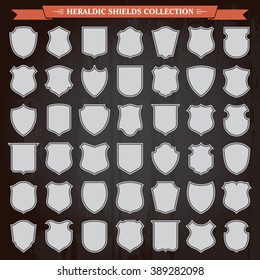 Heraldic shields frames silhouettes retro vintage design elements vector collection