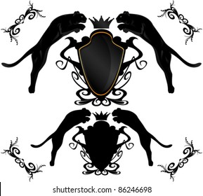 heraldic shields with jumping panthers