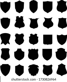 Heraldic shields silhouettes isolated icons