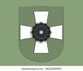 Heraldic sign created with vector vintage elements with religious cross