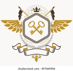 Heraldic sign, element, heraldry emblem, insignia, sign, vector.