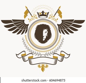 Heraldic sign, element, heraldry emblem, insignia, sign, vector.