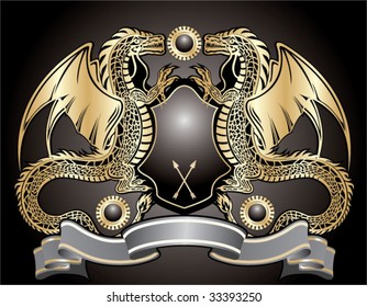 Heraldic sign. Golden dragon