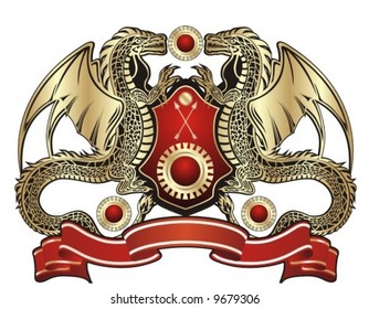 Heraldic sign. Golden dragon