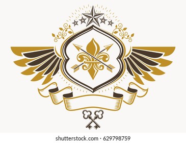 Heraldic Sign Made Using Vector Vintage Stock Vector (Royalty Free ...