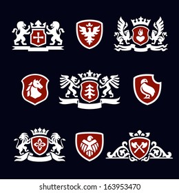 heraldic signs, heraldic elements, insignia, signs, vector set
