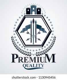 Heraldic signs vector vintage elements.