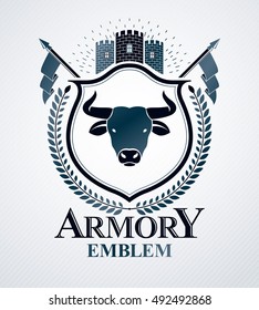 Heraldic signs vector vintage elements.