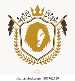 Heraldic signs vector vintage elements.