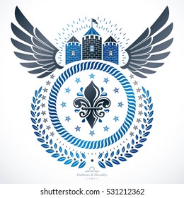 Heraldic signs vector vintage elements.