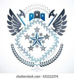 Heraldic signs vector vintage elements.